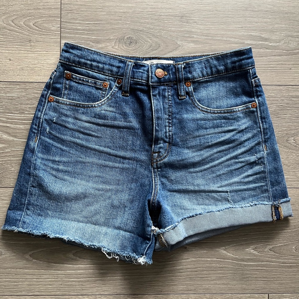 Madewell High Rise Cuffed Denim Jean Shorts Glen Oaks Blue 26 - Picture 3 of 7